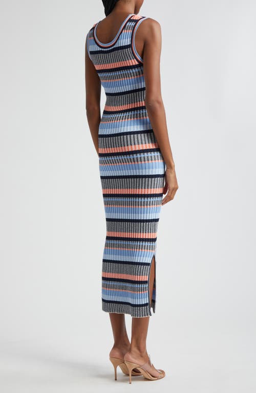 Shop Veronica Beard Fabiana Stripe Rib Sleeveless Sweater Dress In Blue Multi