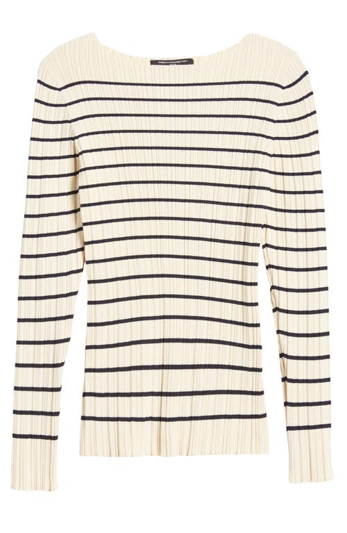 Shop French Connection Stripe Rib Top In Cream Black