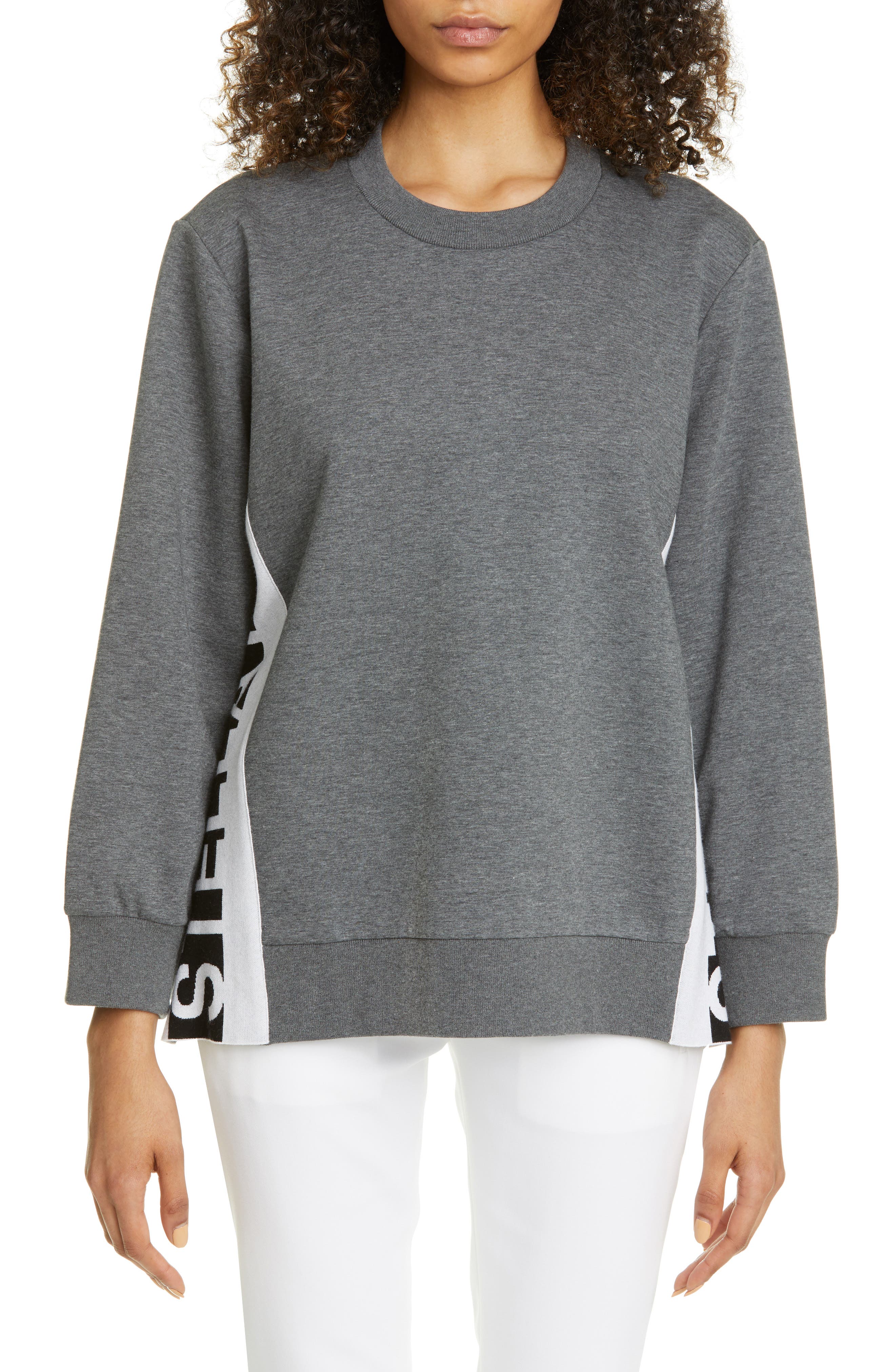 Stella Mccartney Logo Tape Insert Sweatshirt In Grey Melan