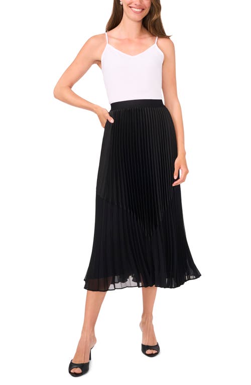 Halogenr Halogen(r) Pleated Mixed Media Skirt In Rich Black