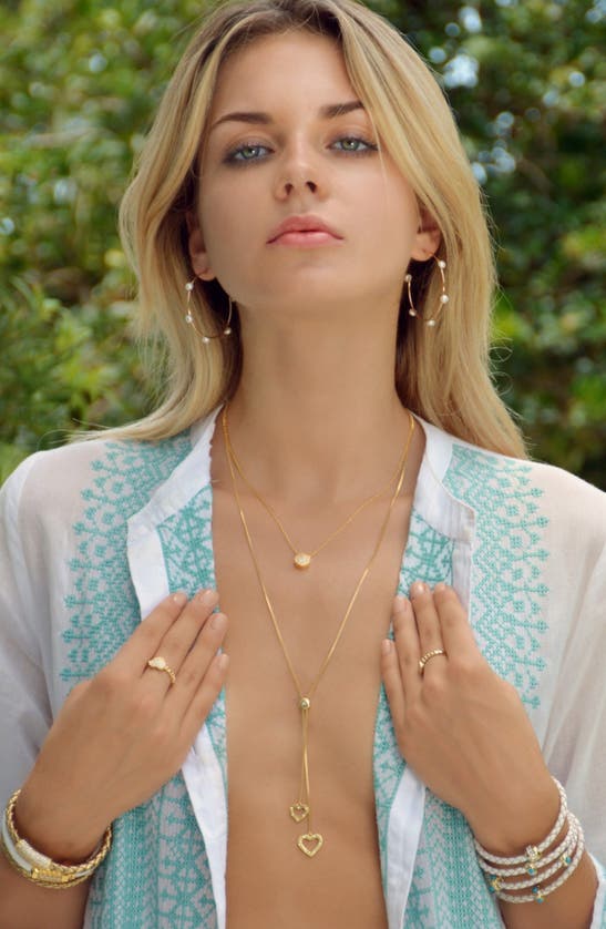 Shop Liza Schwartz Heart Cz Lariat Necklace In Gold