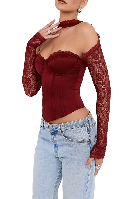 Mistress Rocks Lace Corset Top In Cherry White