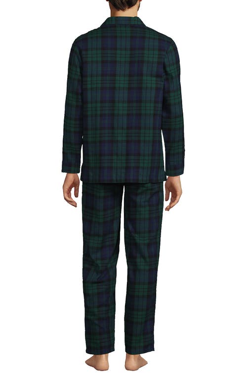 Shop Lands' End Flannel Pajama Set In Evergreen Blackwatch Plaid