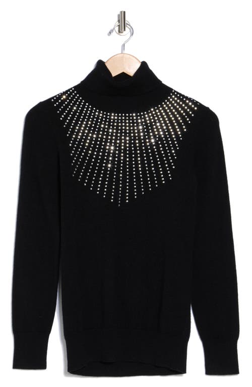 Sofia Cashmere Turtleneck Starburst Cashmere Sweater In Black