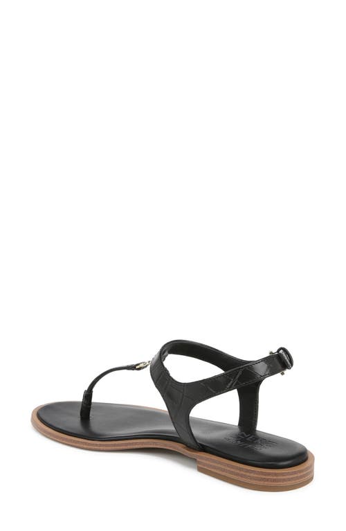 Naturalizer Lizzi T-strap Flat Sandals In Black Croco