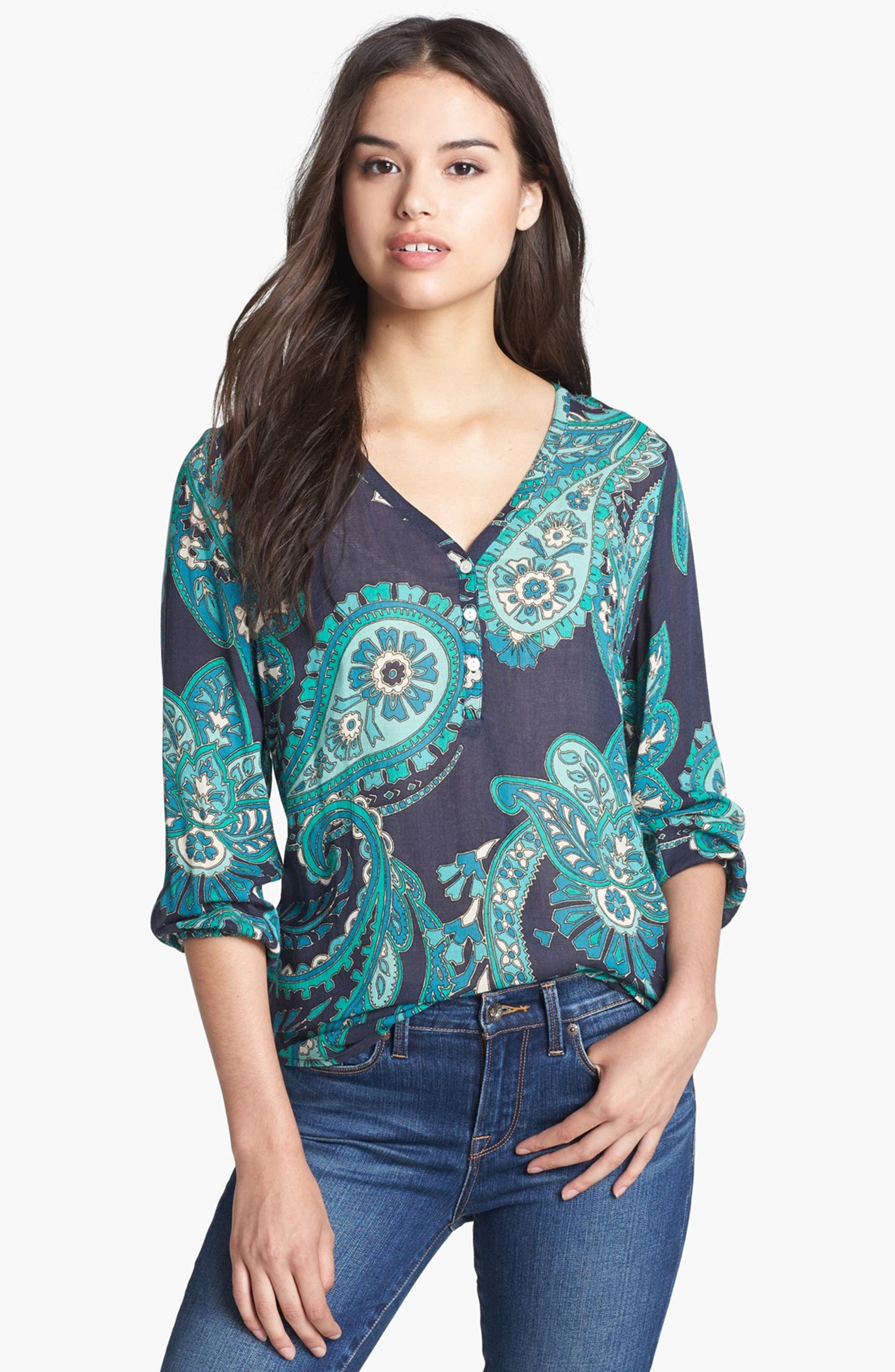Lucky Brand 'Kashmere' Paisley Peasant Top | Nordstrom