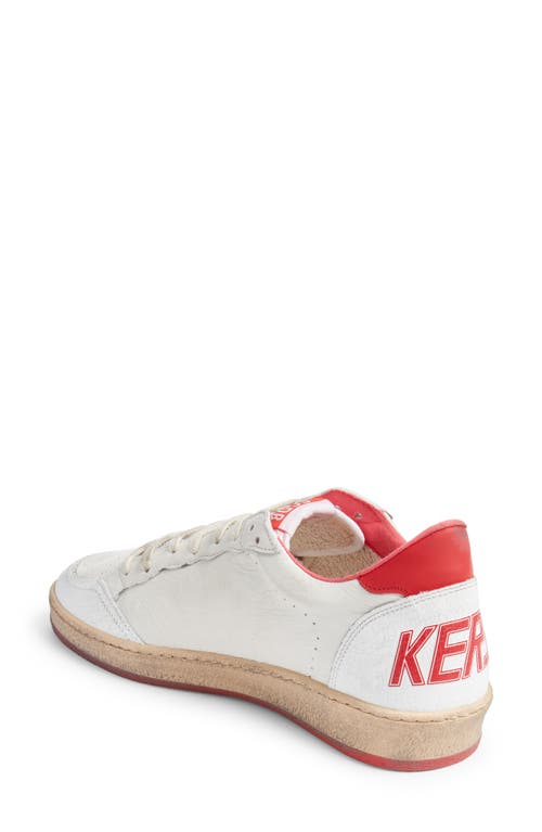 Shop Golden Goose Ball Star Low Top Sneaker In White/strawberry Red