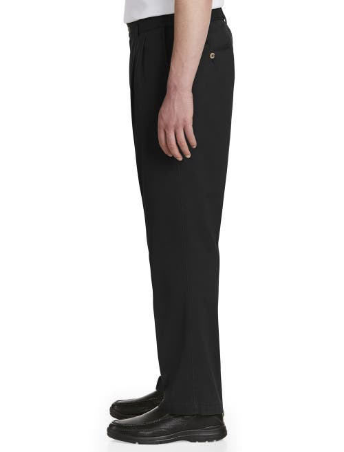 Harbor Bay by DXL Waist-Relaxer Pleated Twill Pants Black at Nordstrom, X
