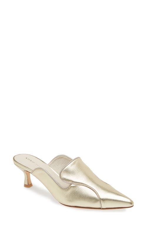 Shop Koko + Palenki Parker Pointed Toe Kitten Heel Mule In Gold Metallic Leather