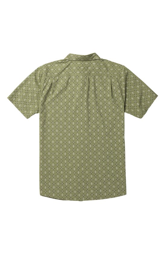 Shop Volcom Stone Mash Short Sleeve Button-up Shirt In Thyme Green