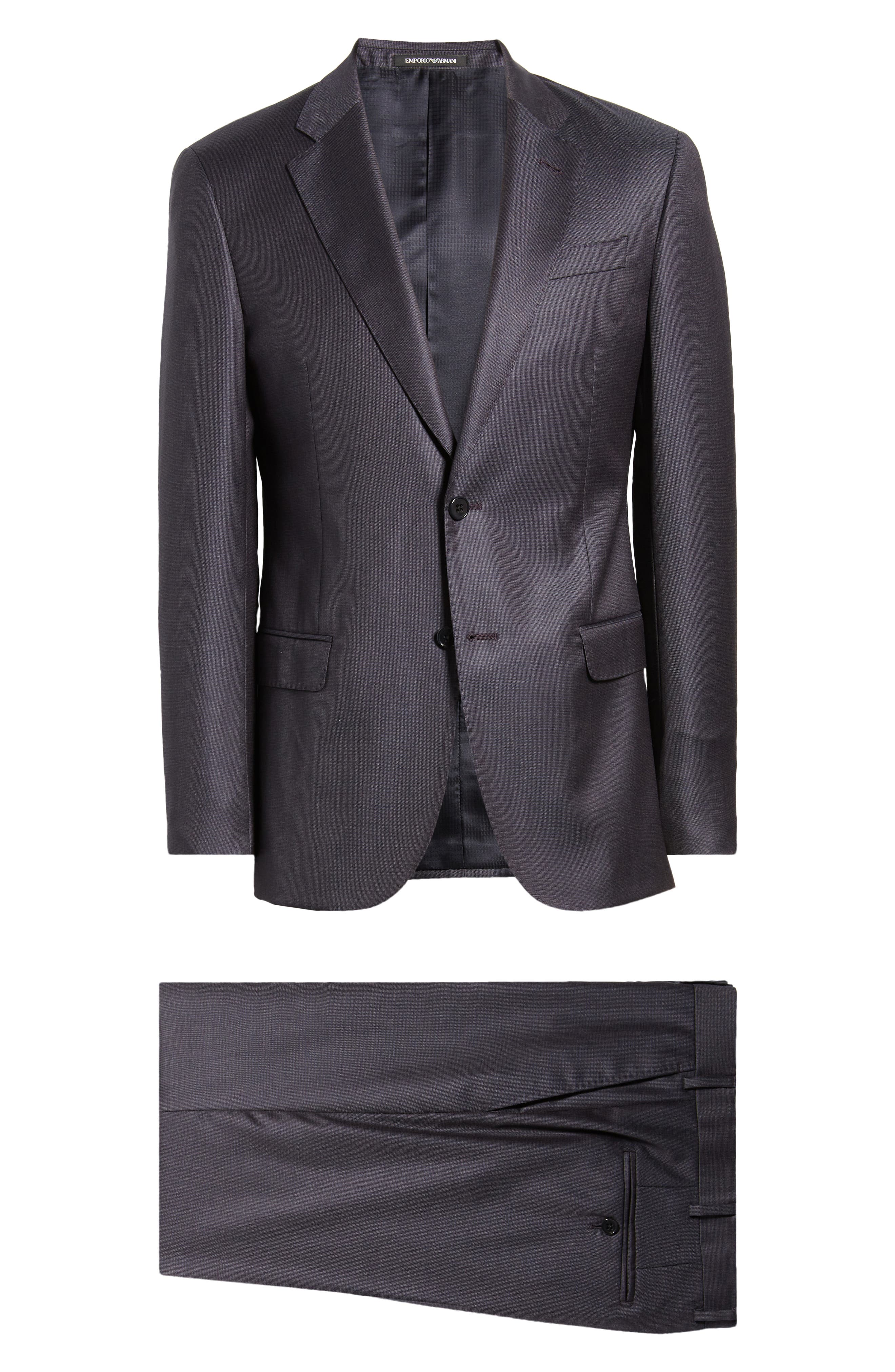 Emporio Armani peak-lapels wool blend suit - Blue