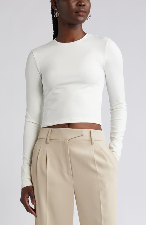 Open Edit Long Sleeve Crop T-Shirt Ivory at Nordstrom,