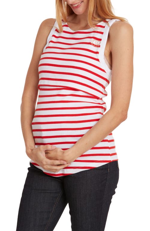 Cache Coeur Carnac Maternity/nursing Tank Top In White/coral