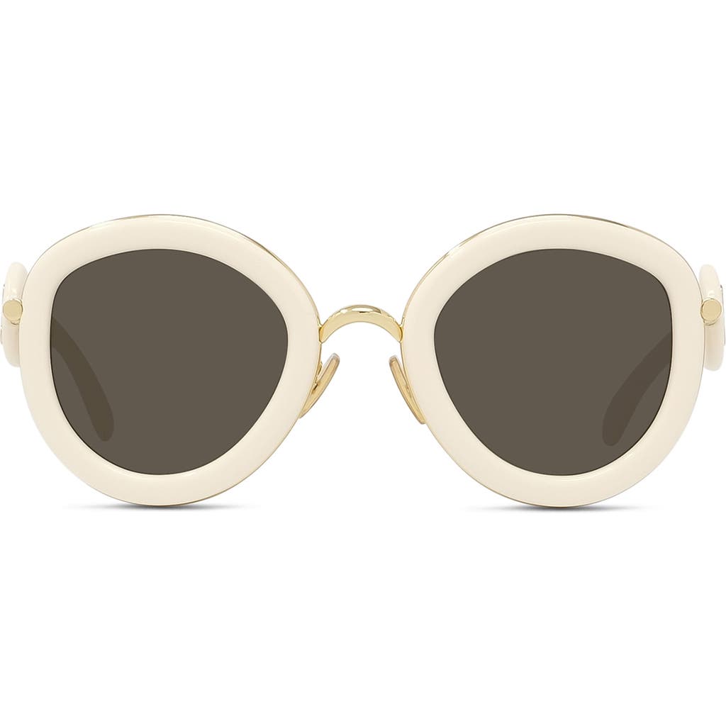 Loewe 49mm Small Round Sunglasses In White