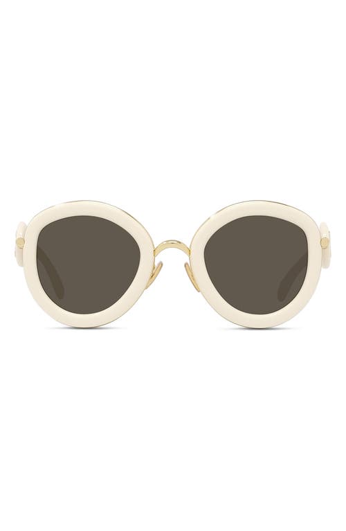 Loewe 49mm Small Round Sunglasses in Ivory /Brown at Nordstrom