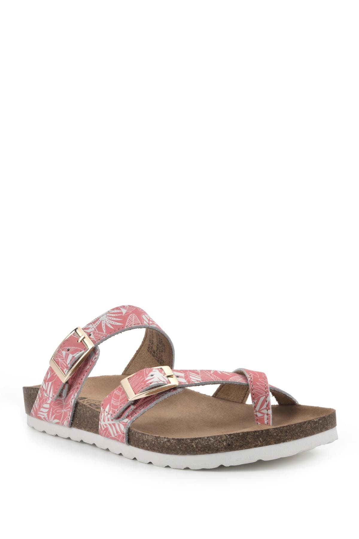 White Mountain Footwear Gracie Double Buckle Sandal In Coral/leather