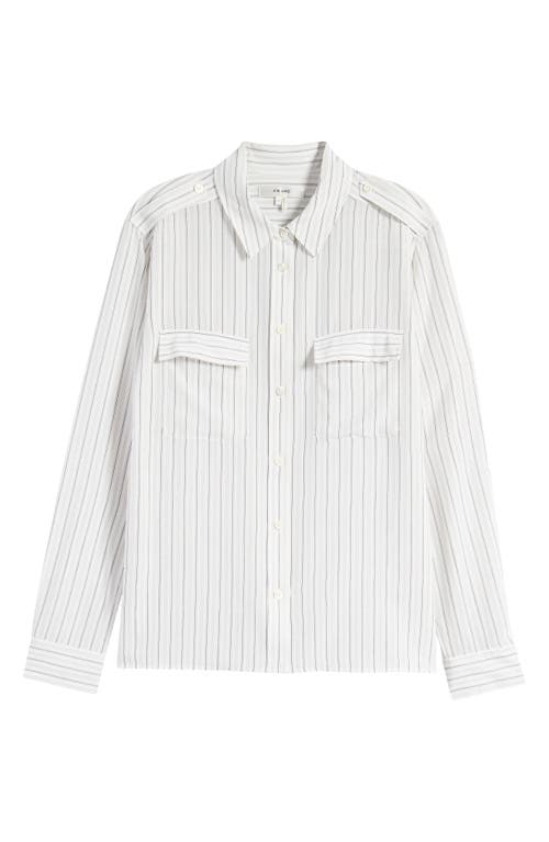 Frame Stripe Silk Button-up Shirt In Cream Multi