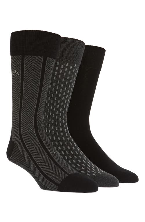 Calvin Klein 3-pack Cotton Blend Socks In Graphite/black/charcoal