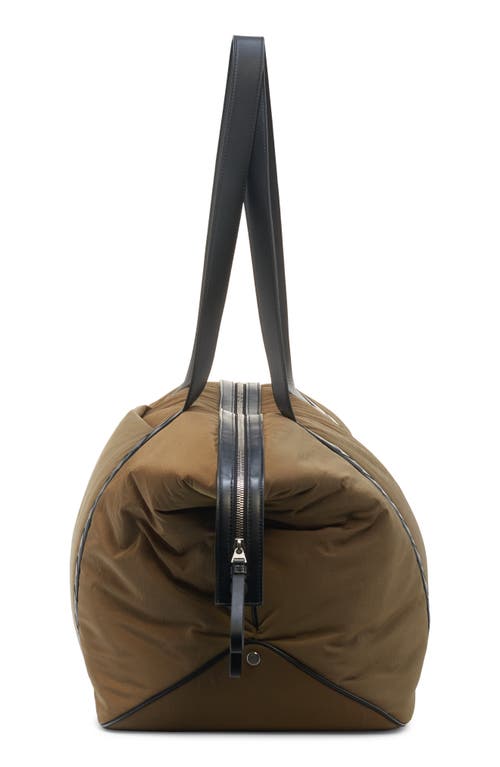 Bottega Veneta Large Weekend Nylon Duffle Bag In Mud/black/silver