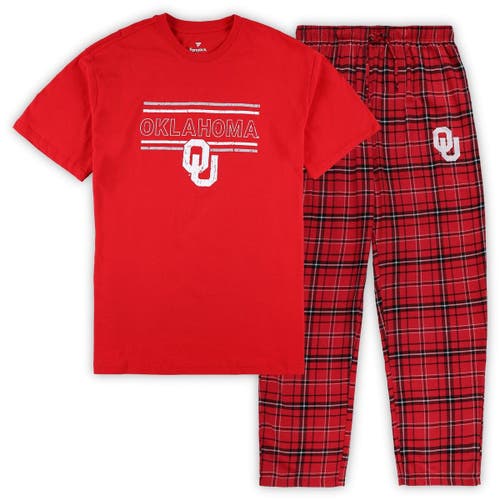 Men's Concepts Sport Crimson Oklahoma Sooners Big & Tall Plaid Pants Sleep Set