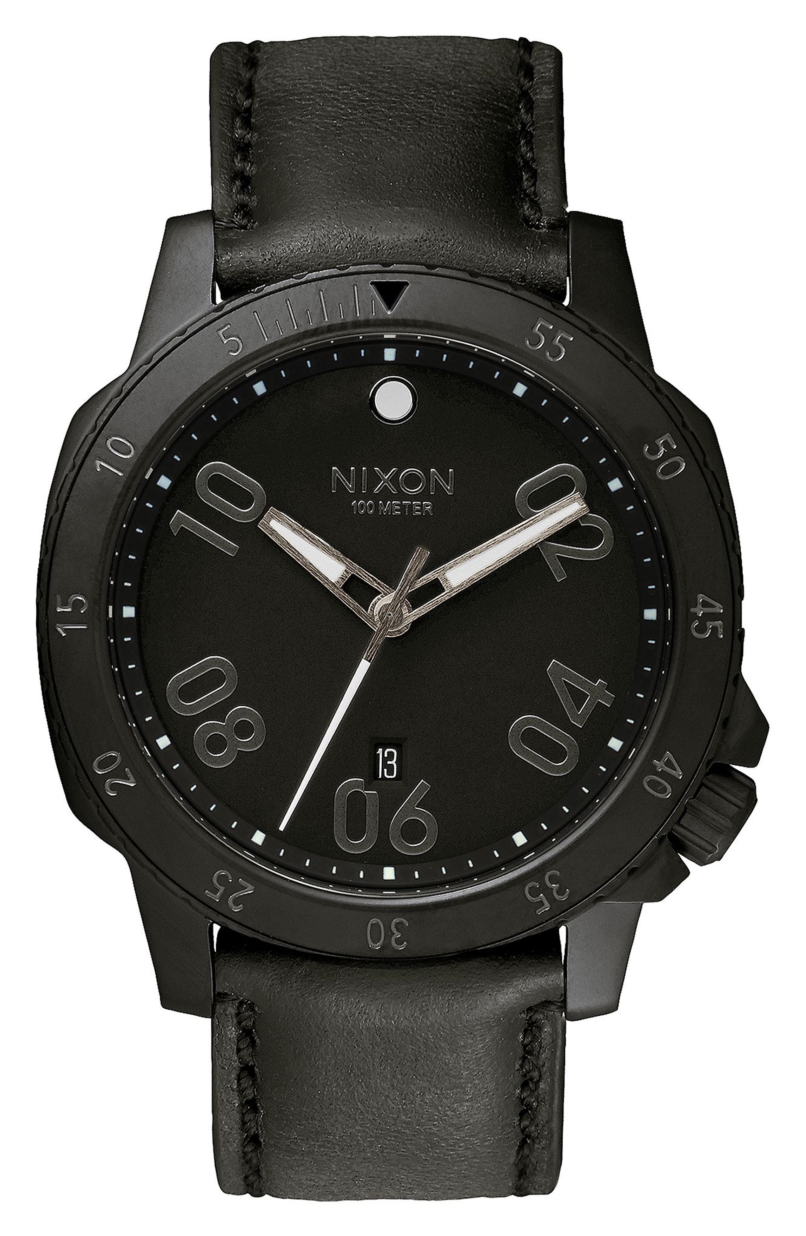 Nixon 'The Ranger' Leather Strap Watch, 44mm Nordstrom