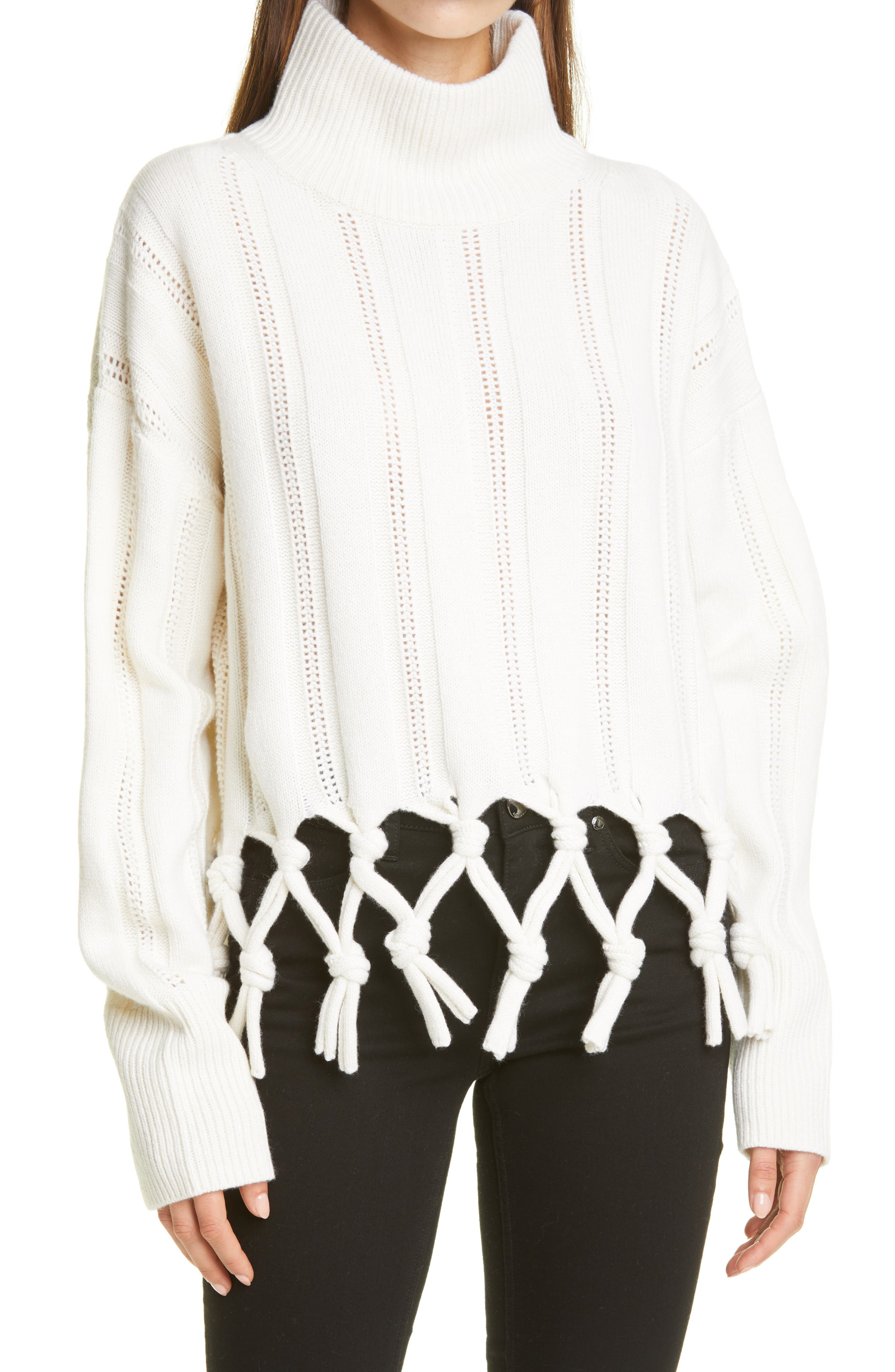 chunky white turtleneck sweater