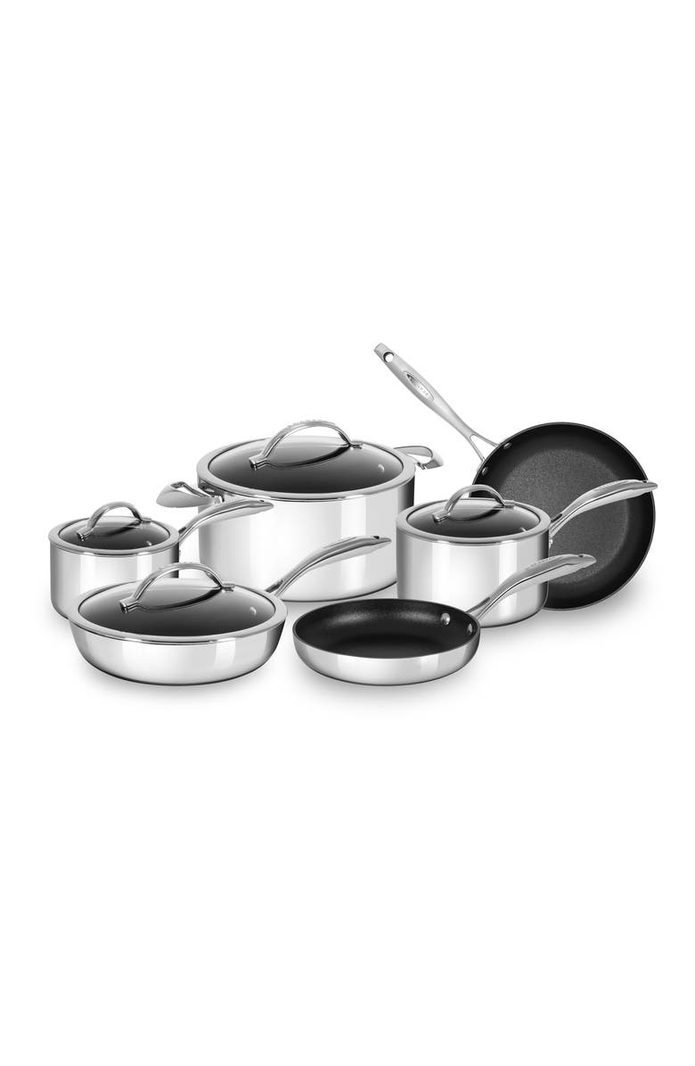SCANPAN HaptIQ 10-Piece Stainless Steel Nonstick Cookware Set, Main, color, SILVER