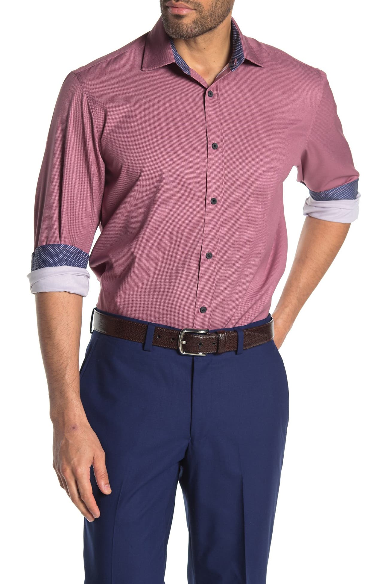 CONSTRUCT Solid Long Sleeve 4Way Stretch Slim Fit Shirt HauteLook