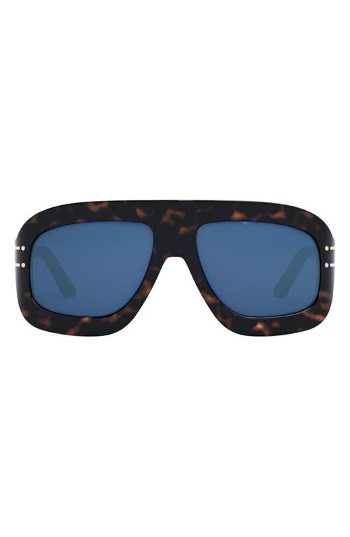'DiorSignature M1U 58mm Rectangular Sunglasses in Dark Havana /Blue at Nordstrom