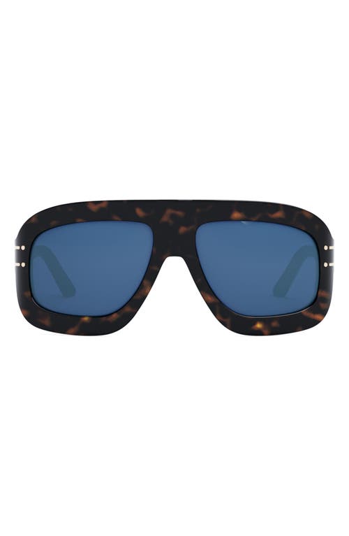 Shop Dior 'signature M1u 58mm Rectangular Sunglasses In Dark Havana/blue