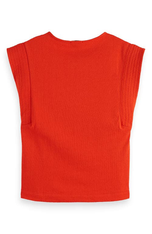 Shop Scotch & Soda Cap Sleeve Cotton T-shirt In Flame Red