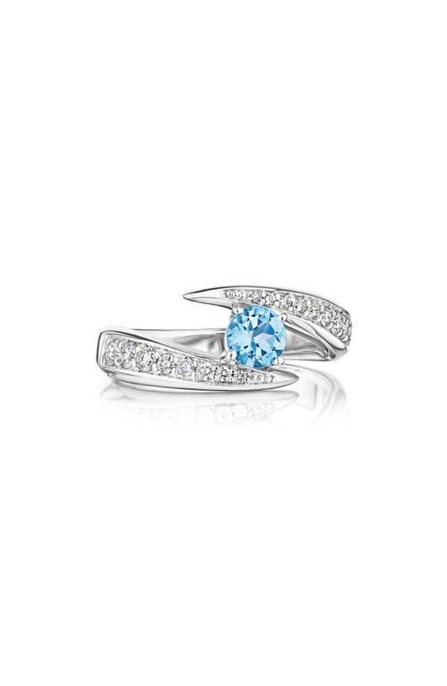 Aquamarine & Diamond Ring in White Gold