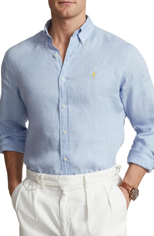 Polo Ralph Lauren Classic Fit Linen Button-Down Shirt in Blue Hyacinth at Nordstrom, Size Medium