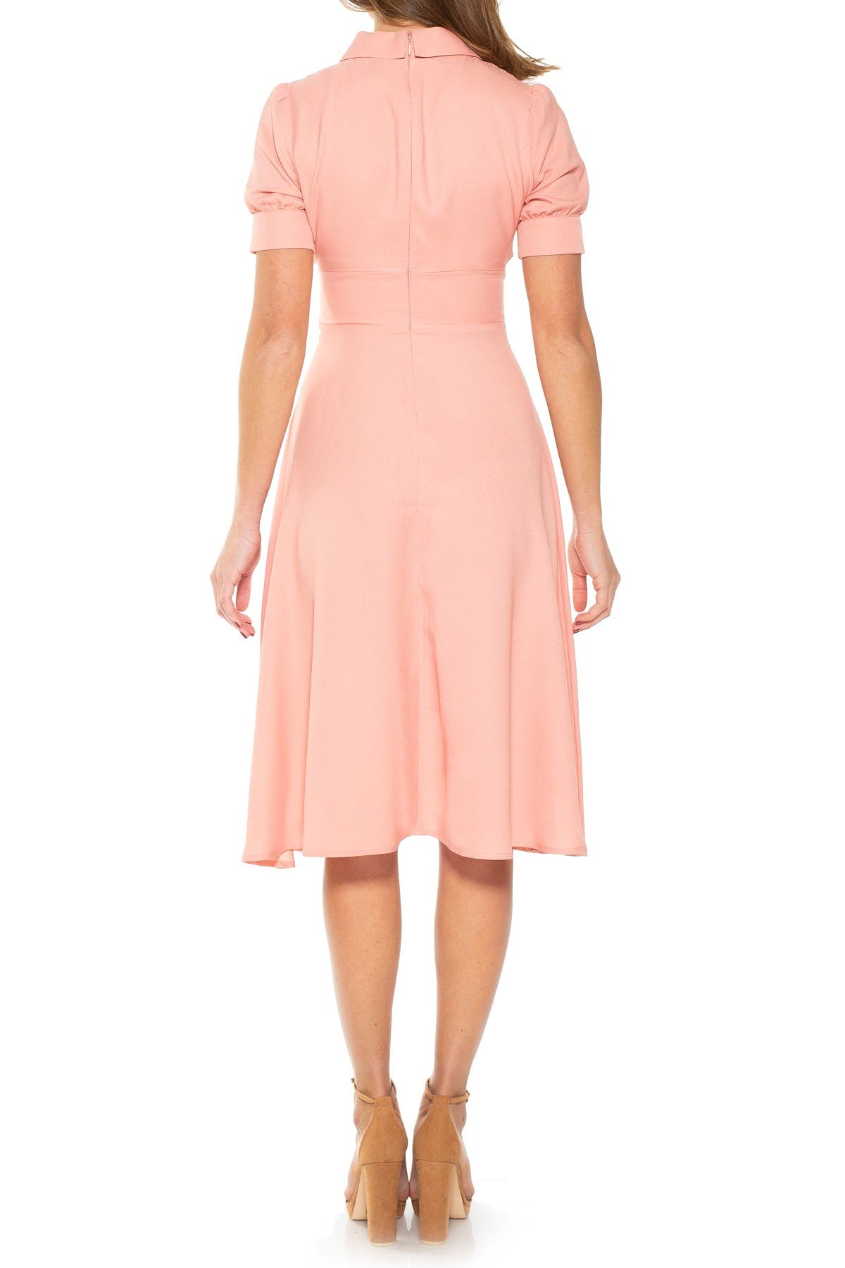 Alexia Admor Printed Spread Collar Midi Dress In Medium Pink6