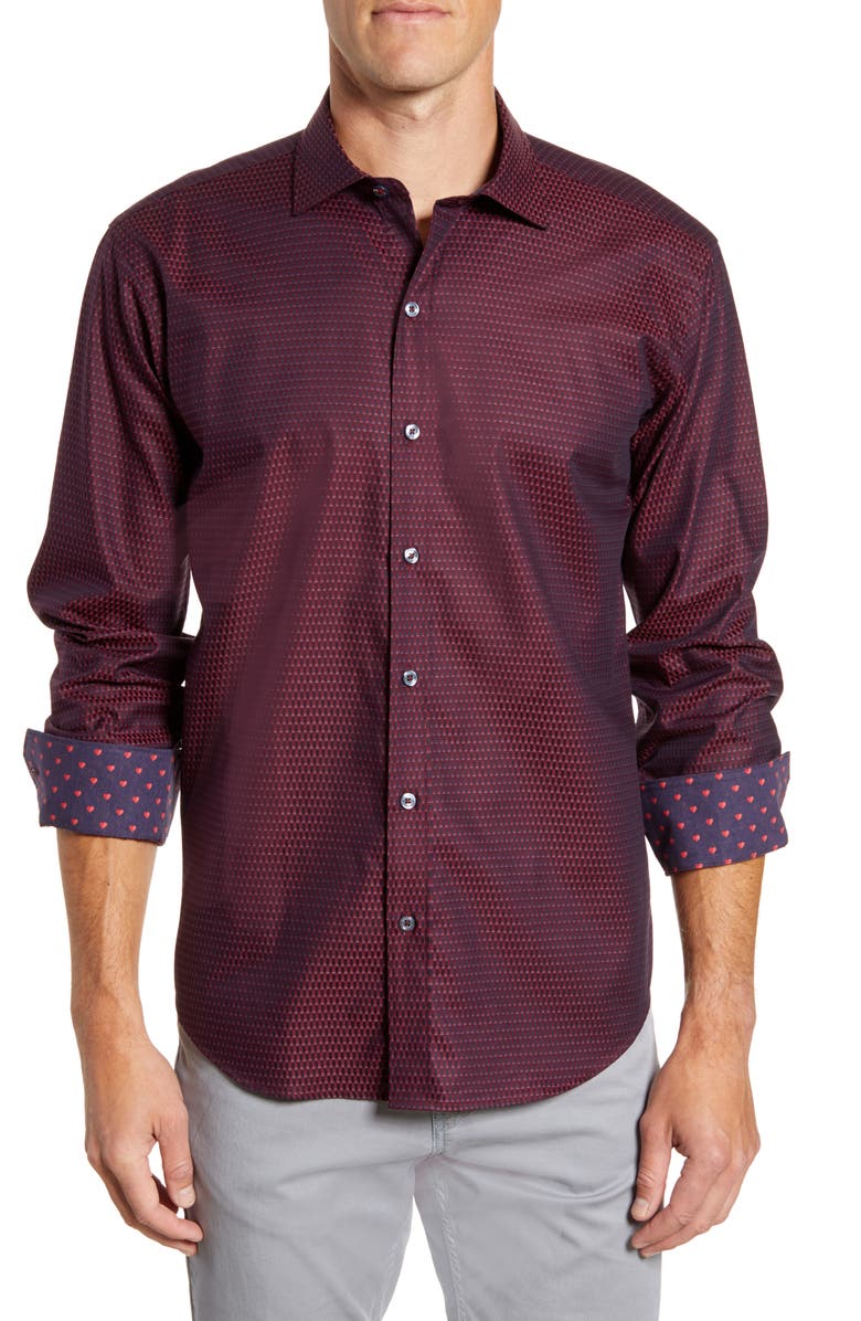 Bugatchi Shaped Fit Print Button-Up Sport Shirt | Nordstrom