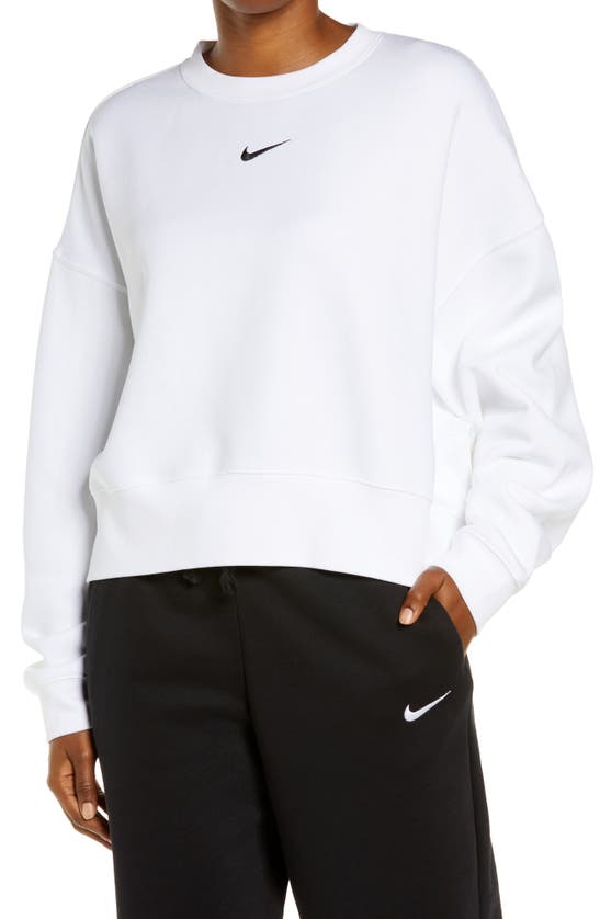 Nike Sportswear Essential Oversize Sweatshirt In Dk Grey Heather/white