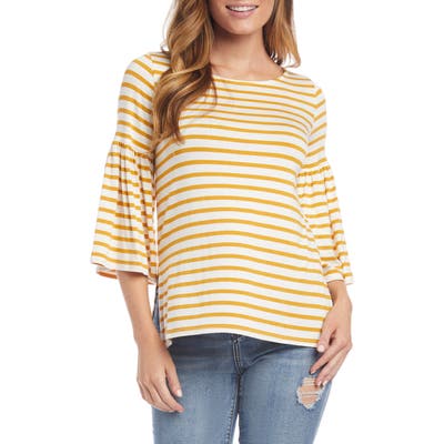 Karen Kane Stripe Bell Sleeve Top, Yellow