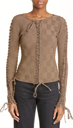 Isa Boulder Reversible Lace-Up Sweater | Nordstrom