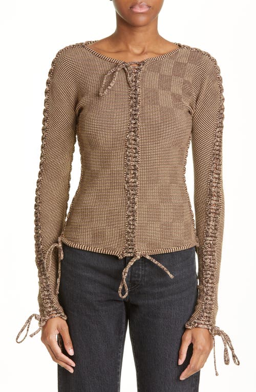 Isa Boulder Reversible Lace-Up Sweater in Illusion Brown