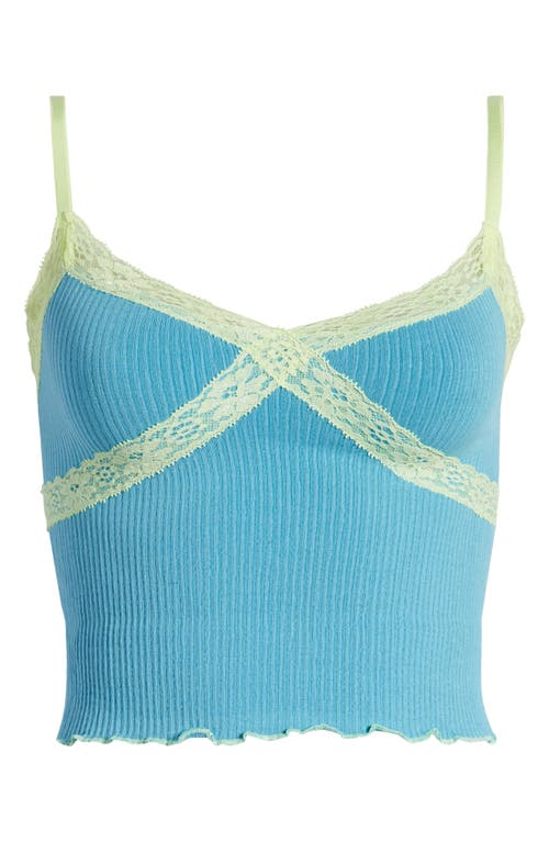BDG Urban Outfitters Contrast Lace Crop Camisole in Light Blue