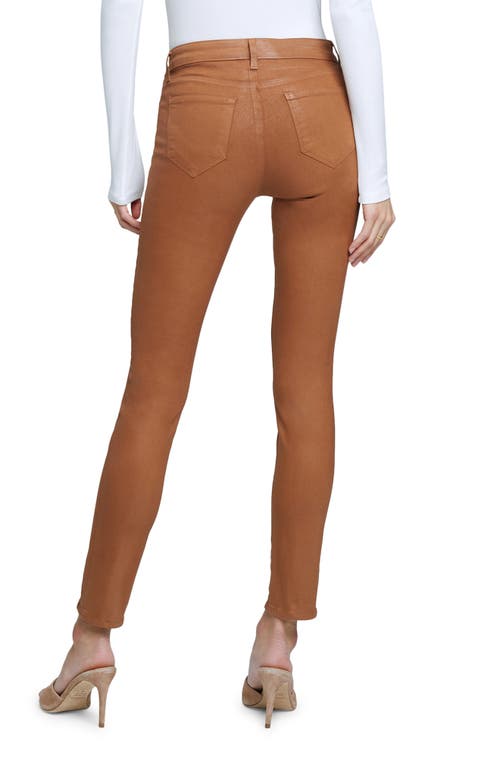 L Agence L'agence Jyothi High Waist Split Ankle Skinny Jeans In Cognac Coated
