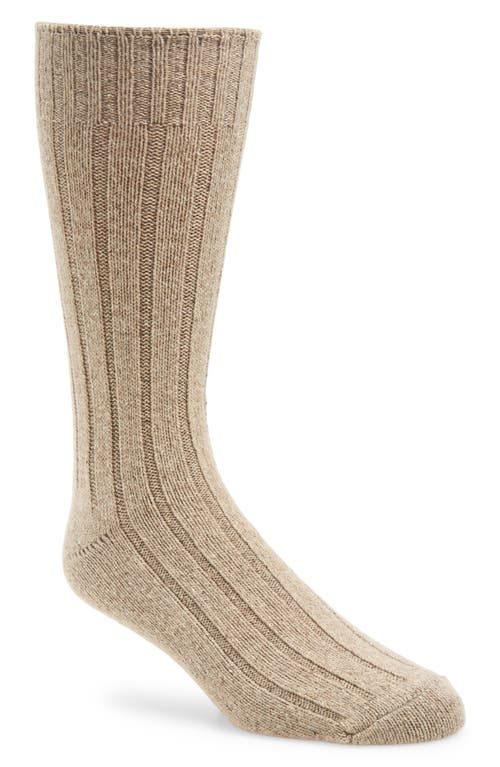 Ribbed Wool & Silk Blend Boot Socks in Oatmeal