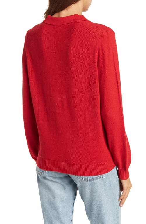 Shop Alex Mill Alice Long Sleeve Polo In Red