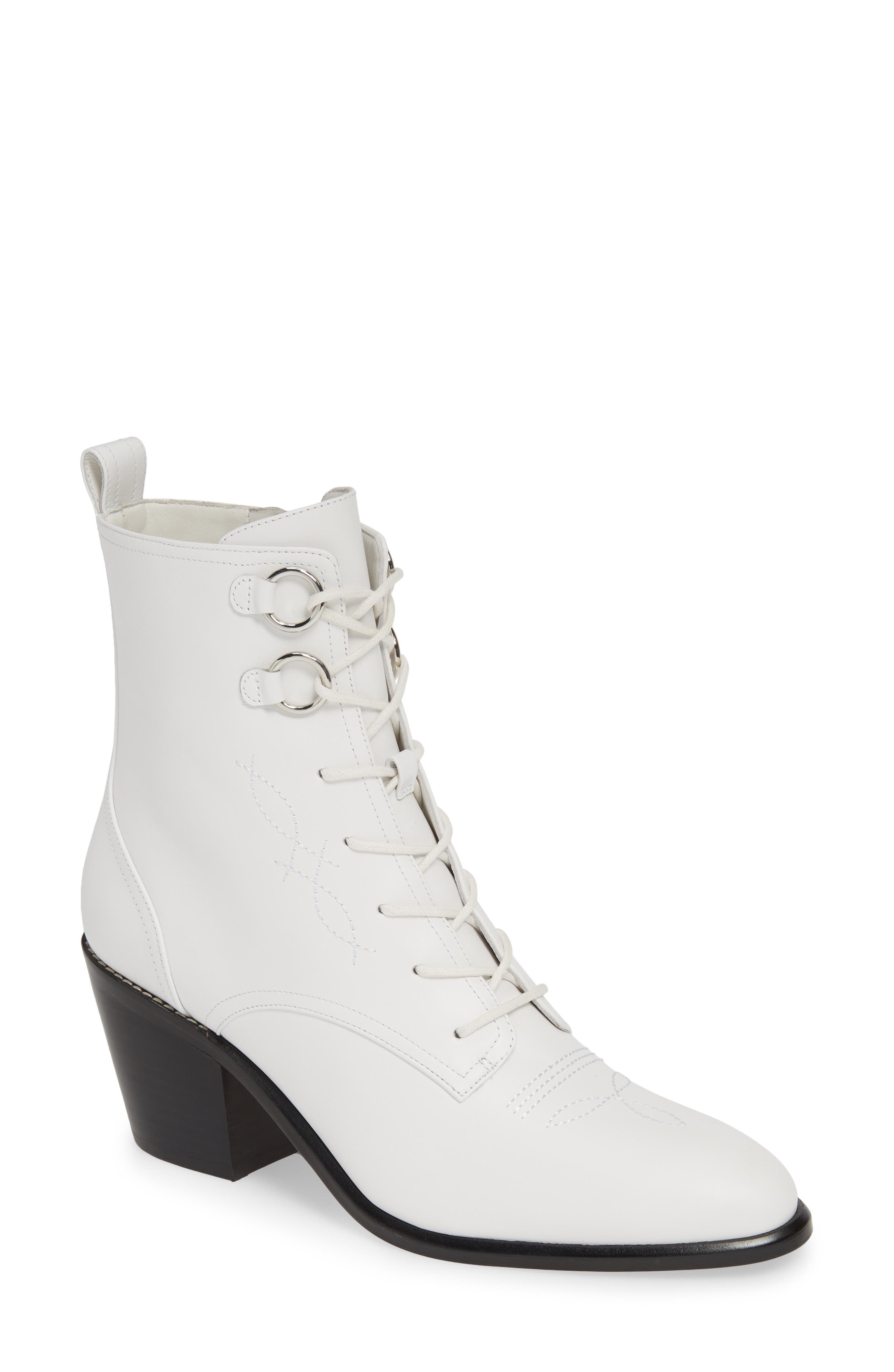 Diane Von Furstenberg Dakota Lace-Up Bootie, White