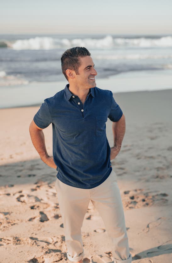 The Normal Brand Slub Pocket Polo In Navy