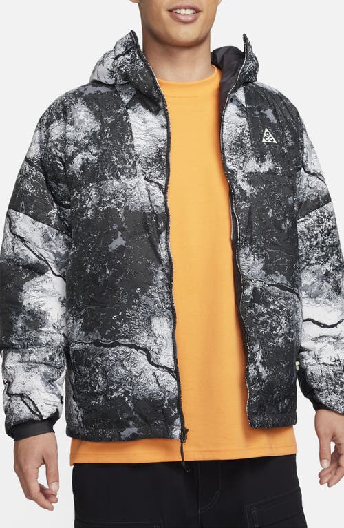 Shop Nike Acg Rope De Dope Therma-fit Adv Allover Print Jacket In Anthracite/summit White