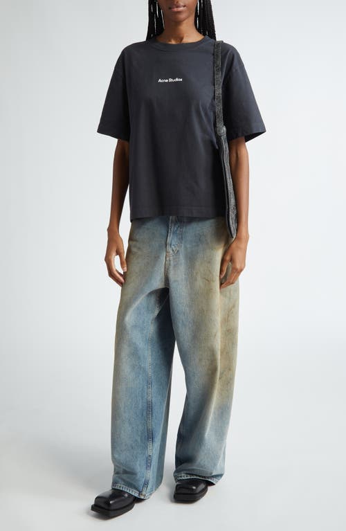 Acne Studios Cropped Length Logo T-shirt In Black