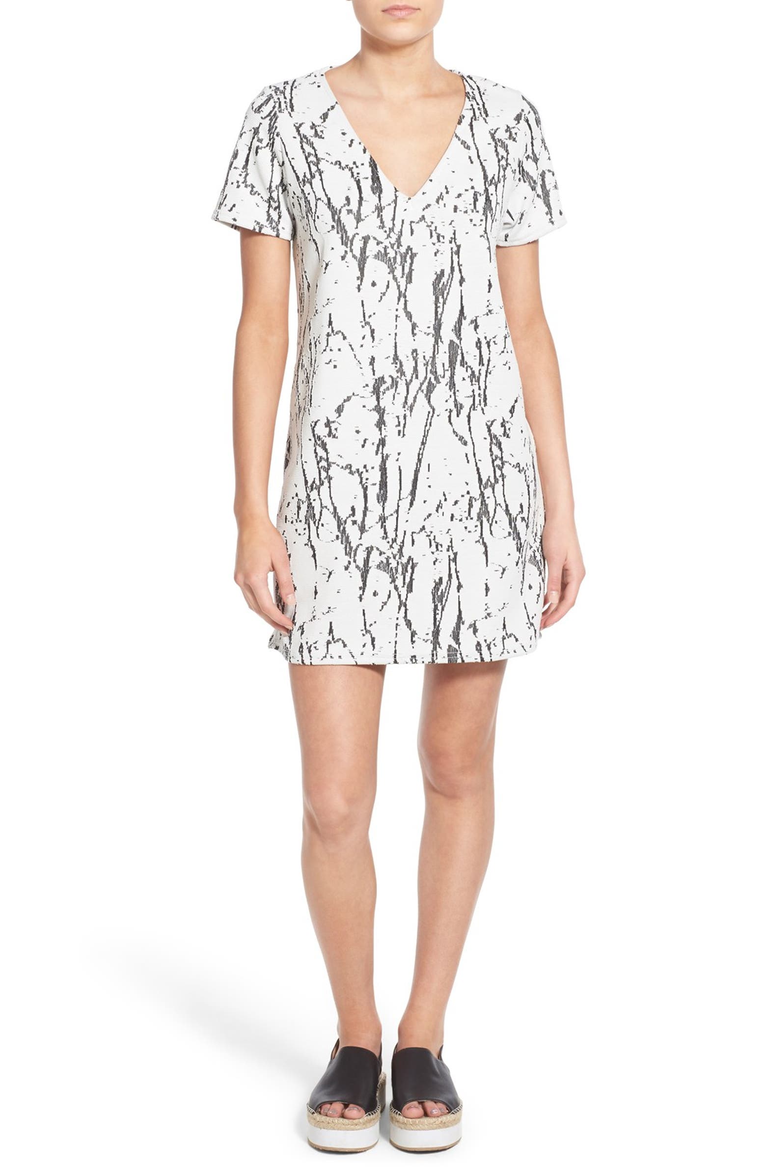Missguided Marble Knit V-Neck T-Shirt Dress | Nordstrom