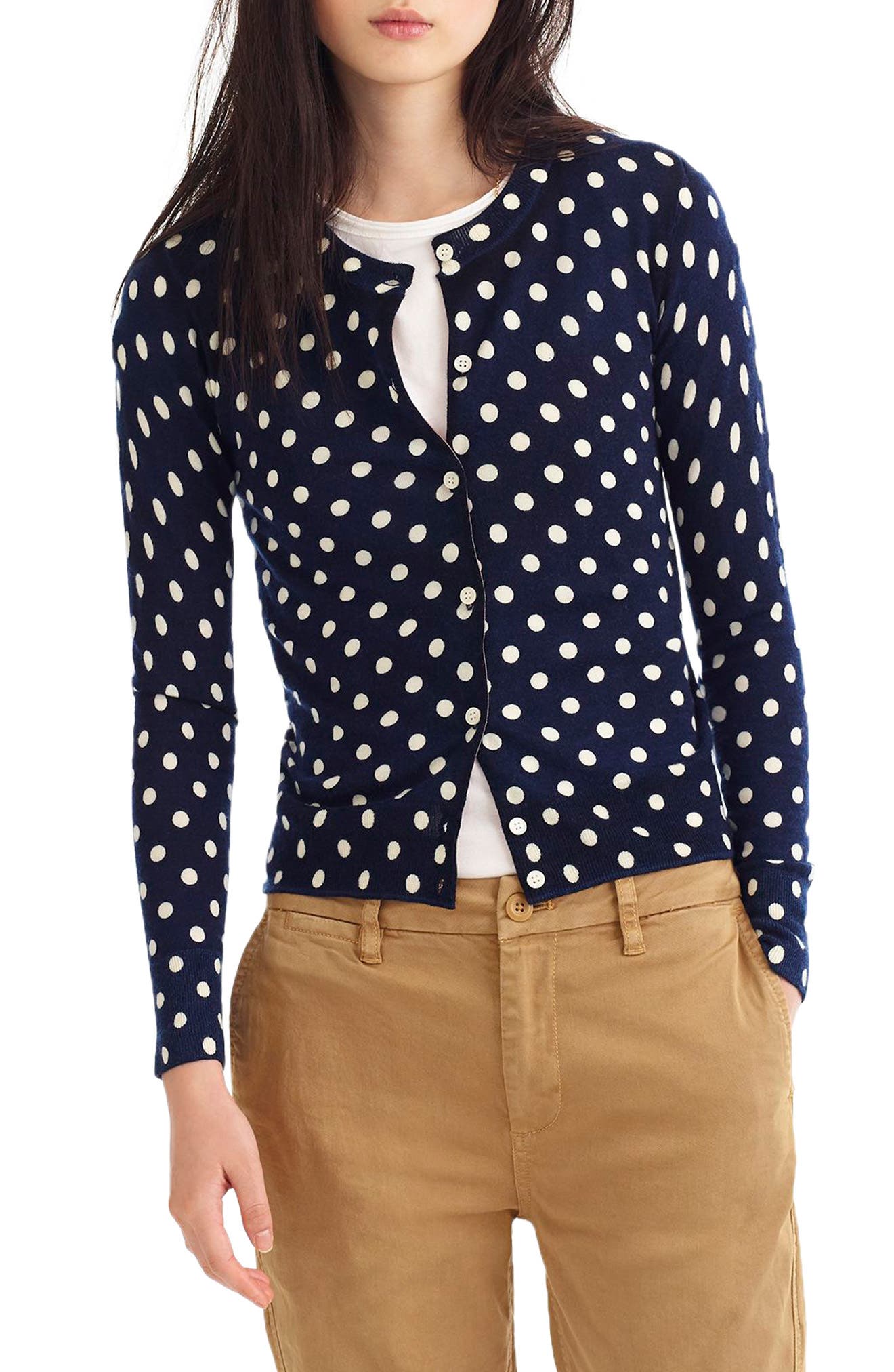J.Crew Jackie Polka Dot Wool Cardigan (Regular & Plus Size) Nordstrom
