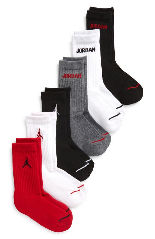 Kids' 6-Pack Jordan Legend Assorted Crew Socks in Gym Red /Black